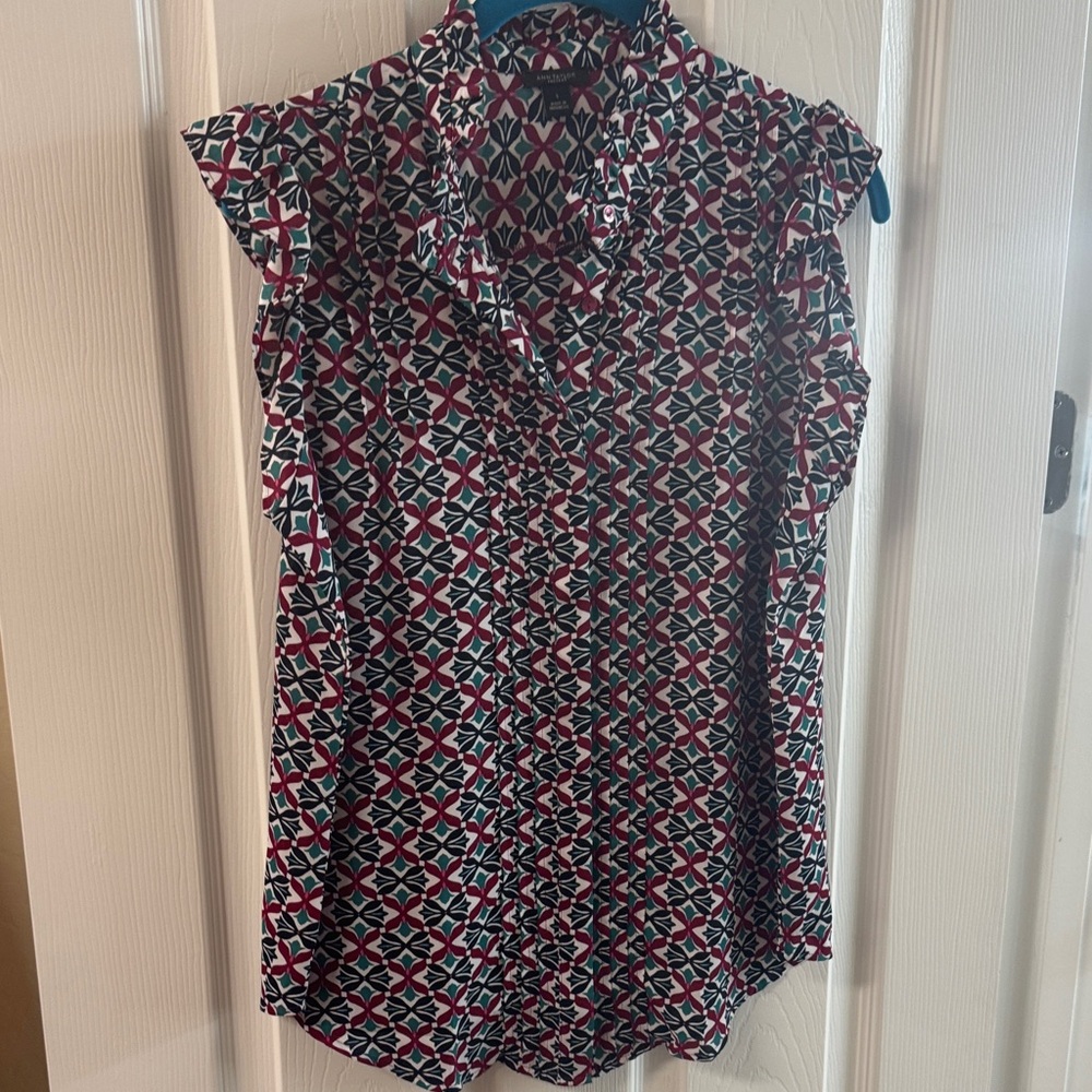 Ann Taylor Multicolor Geometric Blouse